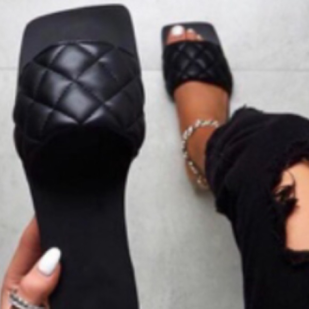 square toe slide sandals